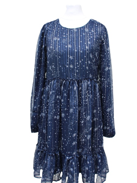  Mädchenkleid happy girls, navy mit Silberdruck, 923185