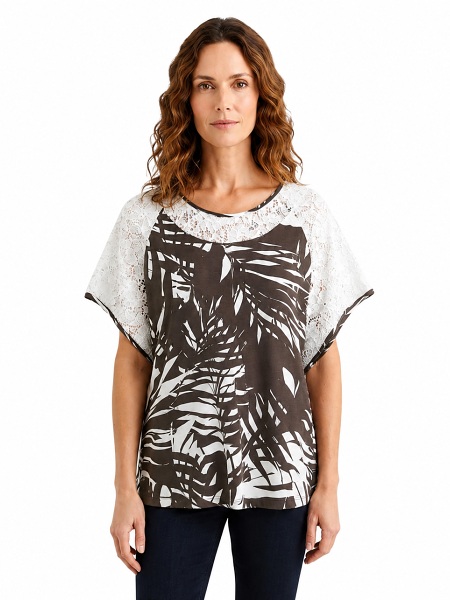 Habella Shirt mit Blätter-Print 54983