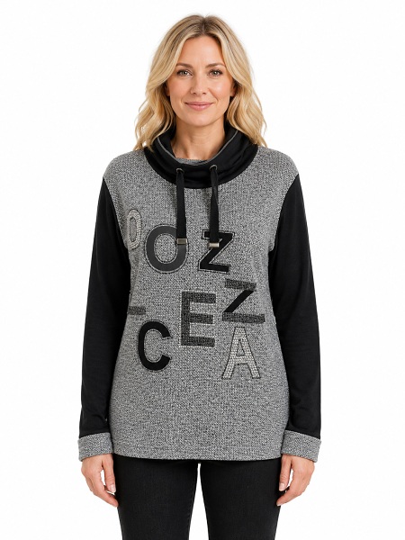 Sweat von Dolcezza, schwarz/silber meliert, 72174