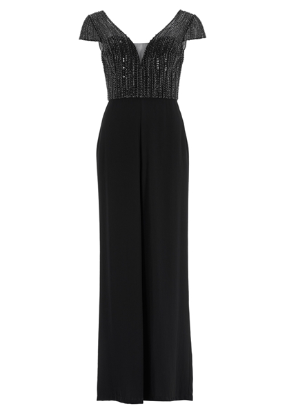 Jumpsuit mit Stickerei und kleinem Ärmelansatz - black 3AI012HK