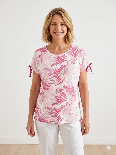 Sommershirt von Anna Menotti, weiss-pink 031548