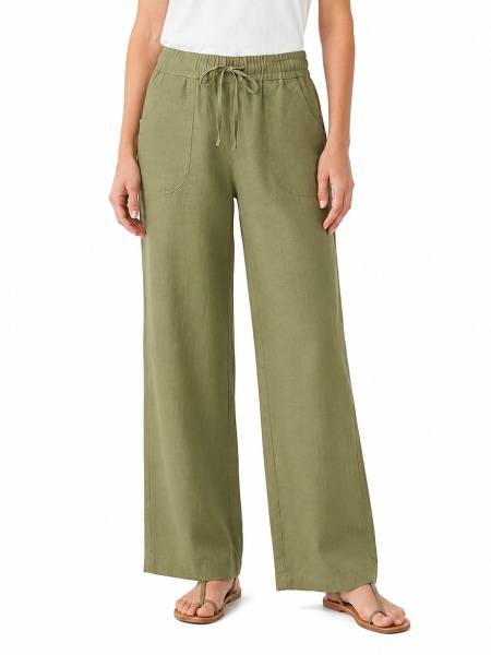 Leinenhose von LEBEK, olivgrün, 57260062