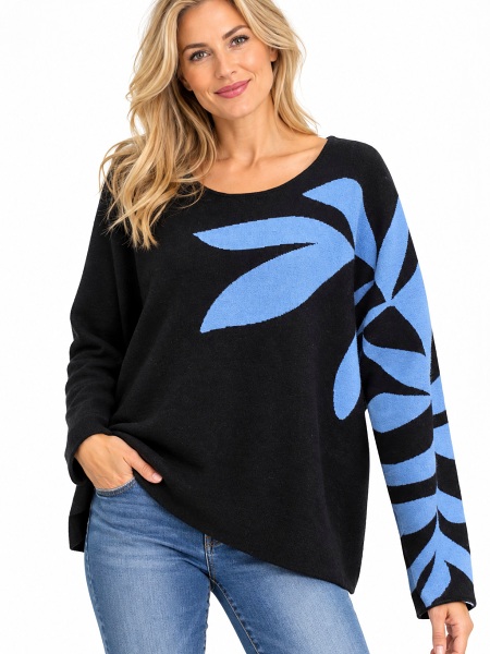 Pullover von Marinello, sehr angenehmer Tragekomfort, schwarz/blau, 13201