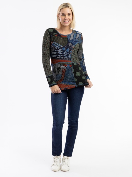 Orientique Bohemian Rhapsody Patch Top 23028