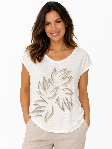 Shirt von LEBEK  ecru 7620032 
