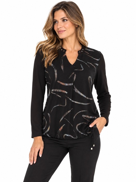 Dolcezza Bluse mit Schmucksteinverzierung 75120