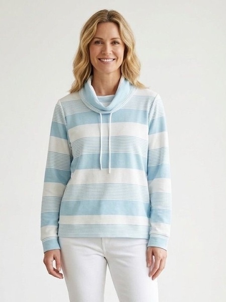 Gestreifter Pullover mit Schalkragen von Lea H. 031608