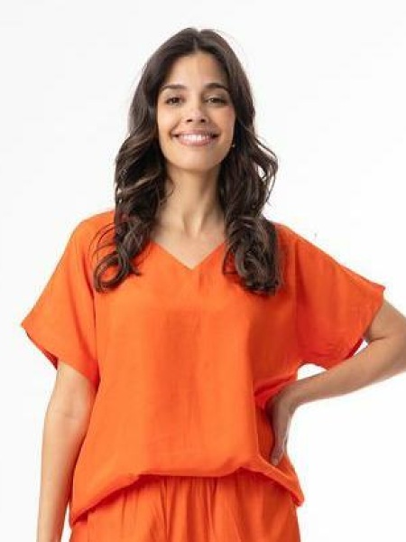 Escape Lux Top V Neck Short Sleeve Mandarin  52711