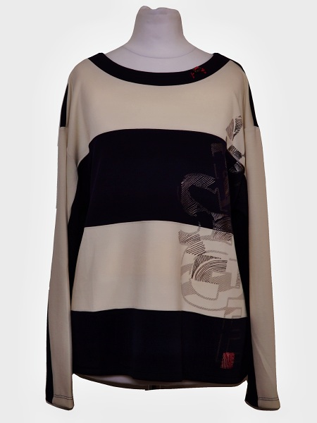 Barbara Lebek Oberteil mit Kordelzug und Streifenmuster, 37170032