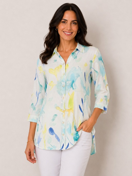 Dolcezza Hemdbluse mit Aquarell-Print R2537