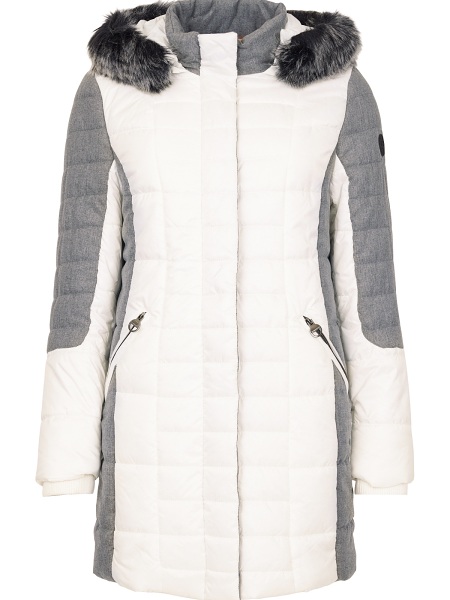 Normann Steppjacke mit abnehmbarer Kapuze und Kunstpelz - weiss  6723