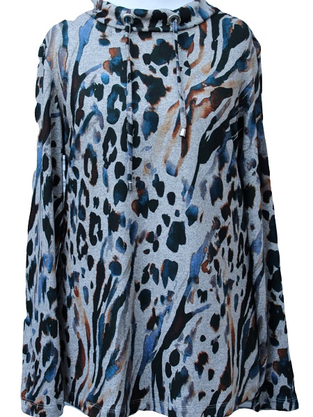 Capuccino CPO Pullover mit kleinem Stehkragen und Kordel, 805002