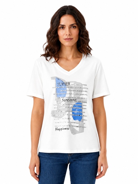 Shirt von LEBEK mit Druck weiss 77230052