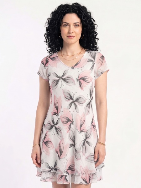 Sommerkleid von Anna Menotti, weiss-rosa  031 759