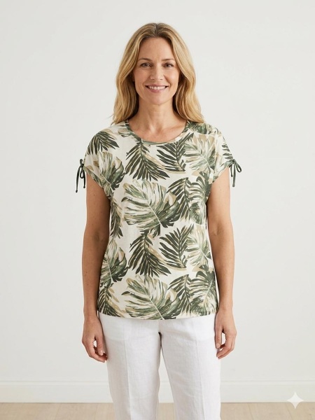 Sommershirt von Anna Menotti, weiss-grün 031548